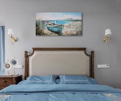 Anolyfi-Coastal-Beach-Canvas-Wall-Art-Boat-Picture-Blue-Ocean-Seascape-Seagull-Nautical-Landscape-Textured-Painting-Artwork-Large-Framed-for-Living-Room-Bedroom-Bathroom-Office-Home-Decor-40×20 Anolyfi Coastal Beach Canvas Wall Art Boat Picture Blue Ocean Seascape Seagull Nautical Landscape Textured Painting Artwork Large Framed for Living Room Bedroom Bathroom Office Home Decor 40×20