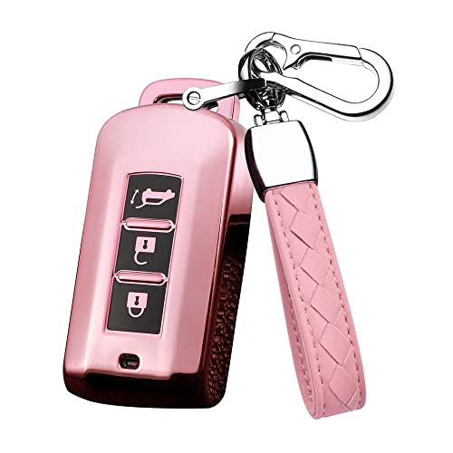 Coque de clé Mitsubishi Outlander Sport rose protection silicone pour clé de voiture 2022