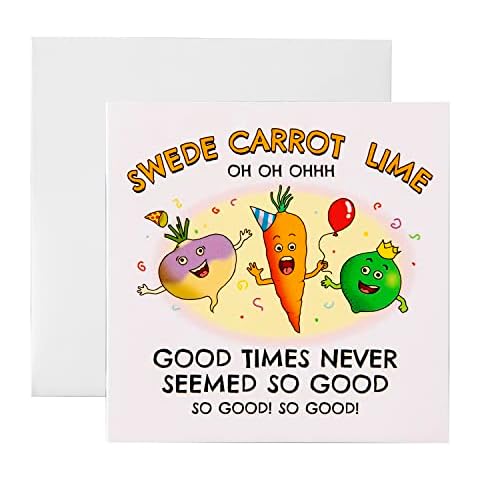 Sensio Home Swede Carrot Lime Greeting Card with Envelope Funny Birthday Anniversary Thank You Him Her Girl Boy Male Female Milestone 145X145mm Gift Card Cover