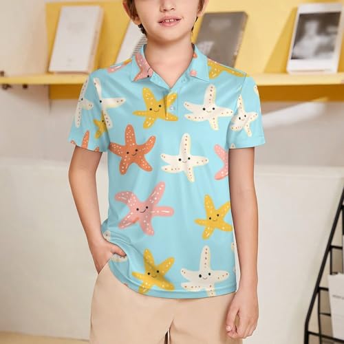 Boys' Classic Polo Shirts Short Sleeve Moisture-Wicking Golf & Tennis Shirts for Youth Teens Cute Strawberries Cartoon2
