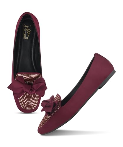Image of JM LOOKS Crystal Studded Loafer Flats Featuring Elegant Double Layered Bow and Modern Square Toe