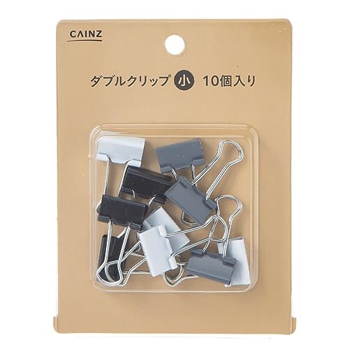 カインズ(CAINZ) ダブルクリップ 小 ミックス 10個入 クリップ幅1.9cm スチール 文房具 事務用品