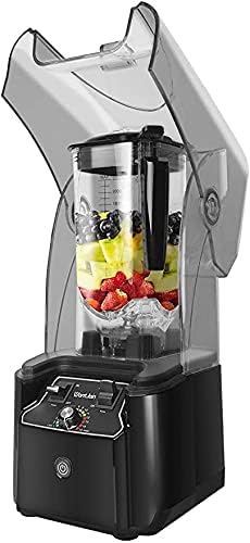 WantJoin Commercial Blender Professional Blender With Shield Quiet Sound Enclosure 2200W Industries Strong and Quiet Professional-Grade Power, Self-Cleaning, Black (grey)