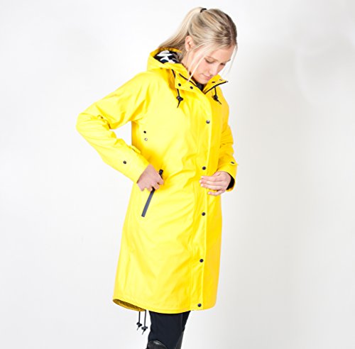 PFIFF Damen Regenmantel-NACE-wasserdicht Fleeceinnenfutter Jacke, Gelb, L