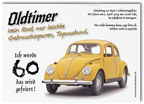 20x Einladungskarten Zum Geburtstag Oldtimer Herbie Witzige Einladungskarten Zum Geburtstag Alter Kafer Einladungen Zum Geburtstag 30er 40er 50er 60er 70er Deine Einladung Zum Geburtstag Amazon De Spielzeug