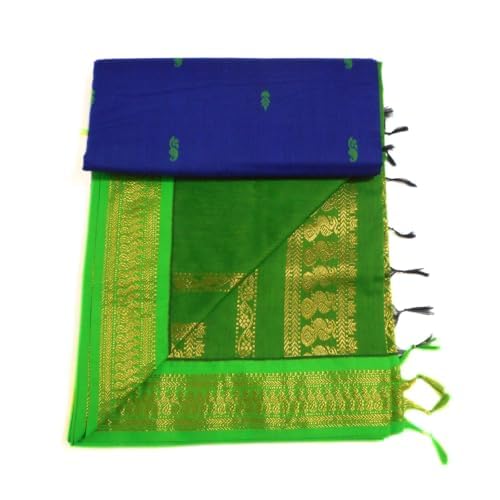 Image of Pure Kalyani Cotton Saree | Zari Border & Blouse Piece - Lata Gadwal Design | Traditional Saree