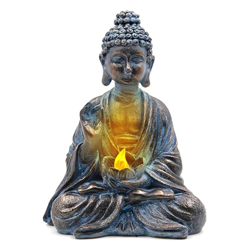 Tuzsocr Solar Buddha Gartenstatuen, Meditierender Buddha Figur Deko mit Lotus LED-Leuchten, Zen Buddha Statue für draußen, Harz Sitzende Budda Solarleuchten Deko Hof, Terrasse, Fensterbank (Stil 2) Tuzsocr Solar Buddha Gartenstatuen, Meditierender Buddha Figur Deko mit Lotus LED-Leuchten, Zen Buddha Statue für draußen, Harz Sitzende Budda Solarleuchten Deko Hof, Terrasse, Fensterbank (Stil 2)
