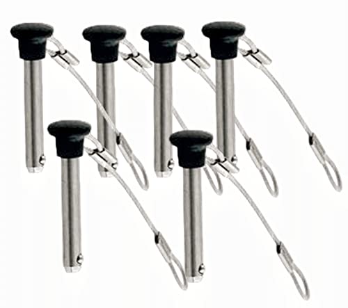 Goupille de Traction 3/16" Acier Inoxydable Nylon Noir avec Lanière, 6 pcs