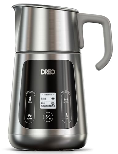 Dreo BaristaMaker Electric Milk Frother All-in-1 800ml - Electric Hot/Cold Foam Machine for Coffee, Latte Art, Automatic Milk Heater, Milk/Herbal Milk, Chips