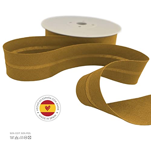TEXTEX = 30mm Wide Bias Binding Tape. 50% Cotton and 50% Polyester. 10m Piece - (Ocher) - Image 4