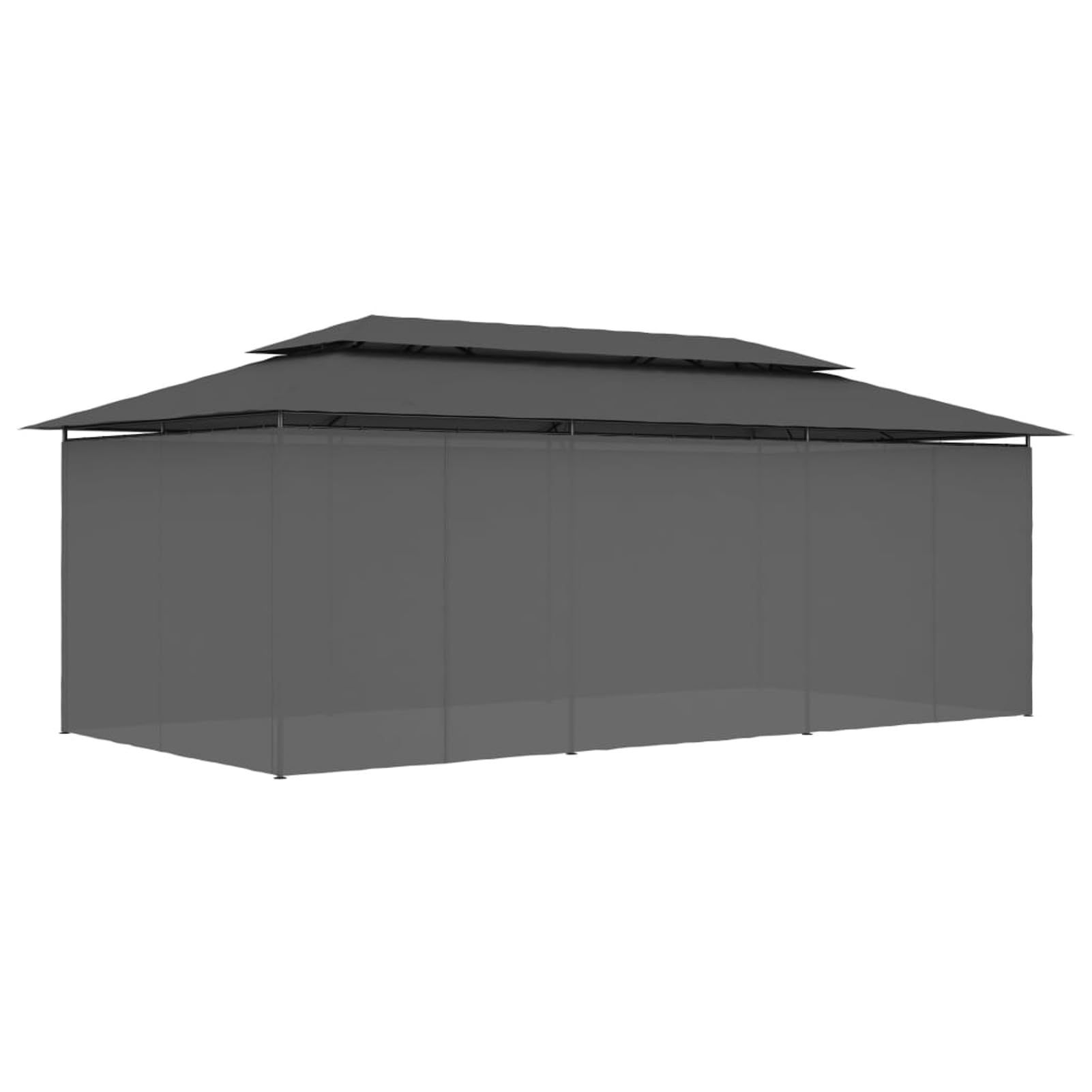 Homgoday Altana zewnętrzna, altana z zasłonami 600 x 298 x 270 cm Antracyt, zewnętrzna altana do ogrodu balkonowego tarasu, składana altana ogrodowa,