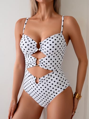 Image of Eomenie Womens Cutout One Piece Swimsuit with Ring Linked Sexy Monokini Bathing Suit for Beach Vacation