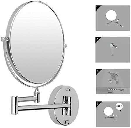 Chrome Round Double-Sided 360 Deg 7X Magnifying Mirror 8" Wall Mounted Vanity Cosmetic Mirrors for Make-up Shaving