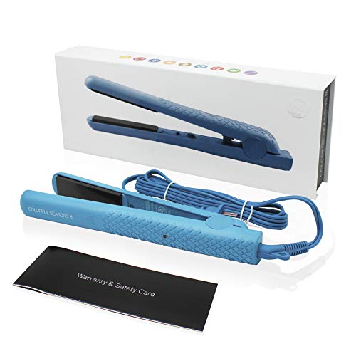 HerStyler Colorful Seasons Ceramic Hair Straightener, Dual Voltage, 1.25 Inch Blue