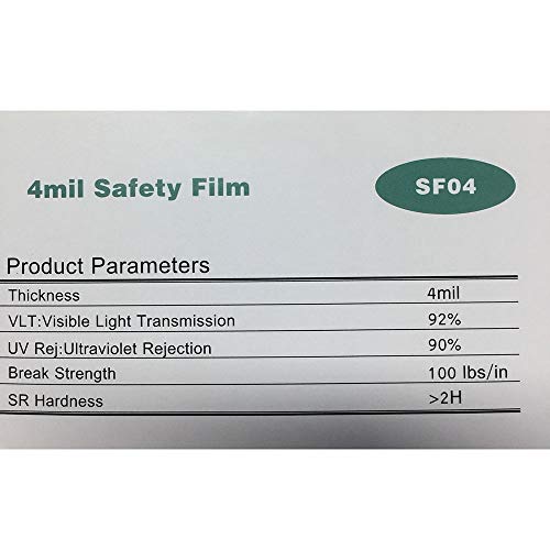 Hohofilm 4 Mil Clear Vinyl Shatterproof Safety Window Film Adhesive Glass Protection Film Window Security 35.4Inch X 16.4Feet Roll #TOP5