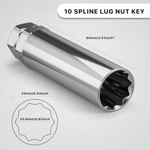 Image of White Knight 3800L10 Ten Spline Key Adapter to Unlock (LARGE BIMECC) 23mm Outside Diameter 10 Spline Lug Nuts - Fits 13 /16 inch & 7 /8 inch Hex Wrench