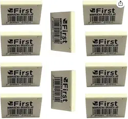 First Borracha Branca Termoplástica, Kit com 60 Unidades, Material TPR Atóxico, 3 x 2 x 0,5 cm, para Uso Escolar e Escritório