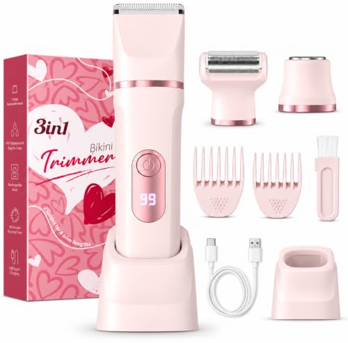 Rasierer Damen, 3-in-1 Intimrasierer für Frauen, für Körper & Intimbereich mit LED-Anzeige, Damenrasierer elektrisch IPX7… – Ansicht 1