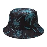 Quanhaigou Coco Tree Print Bucket Hats Unisex Summer Travel Beach Fisherman Cap for Men Women Teens