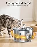 NPET Stainless Steel Cat Water Fountain, 1Gallon/135oz Automatic Pet Drinking Fountain Dog Water Dispenser Bowl with Water Level Window for Cats Indoor - WF210Plus