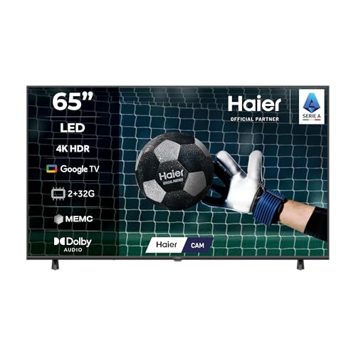 Haier LED 4K UHD H65K85FUX 65' Smart TV, Google TV, Dolby Audio, HDR 10, Telecomando Smart, Google Assistant, Bluetooth 5.1, DBX TV, HDMI 2.1 x 4 [2025]