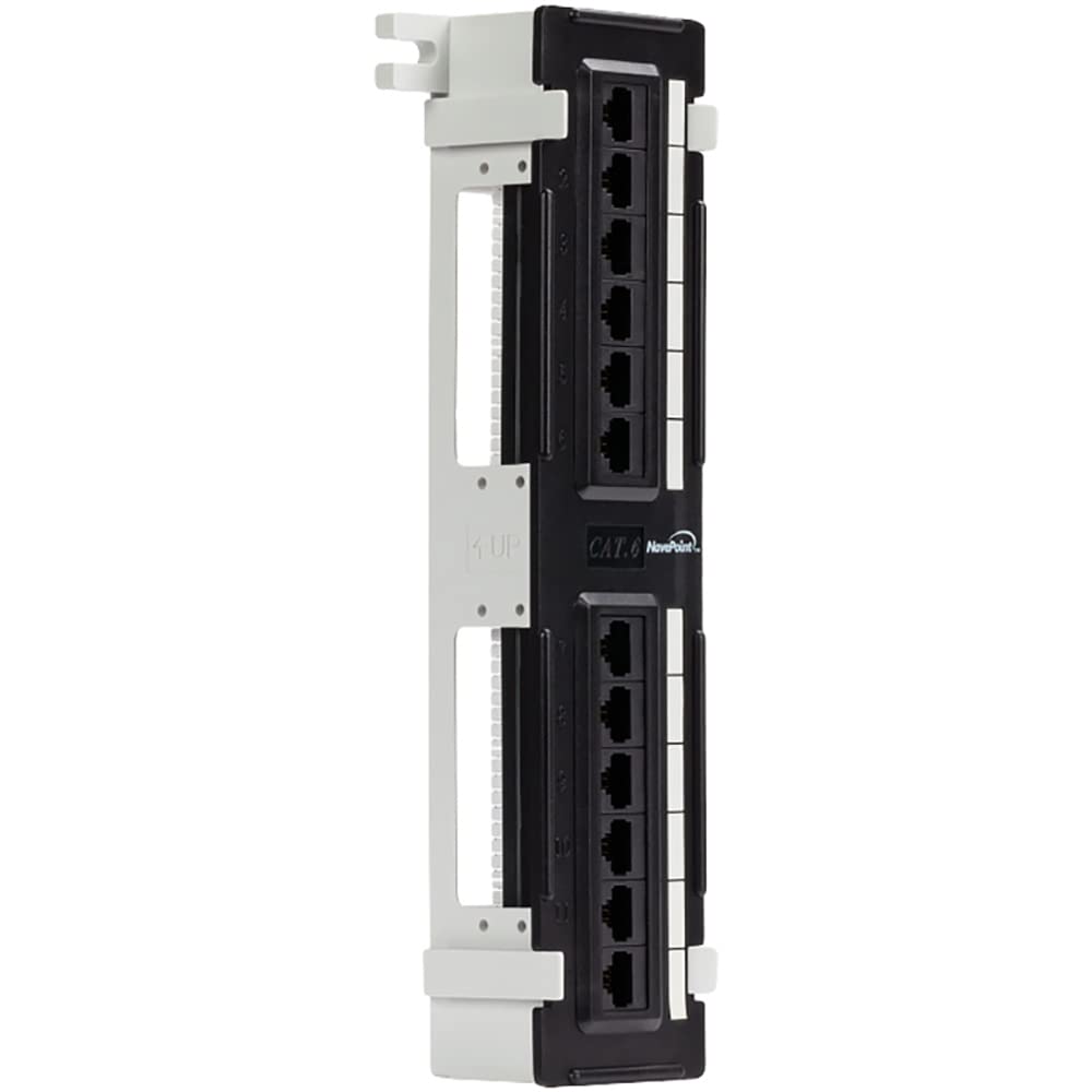 Navepoint 12-Port Cat6 UTP Unsheilded Mini Patch Panel with Wallmount Bracket Included Black 2-Pack