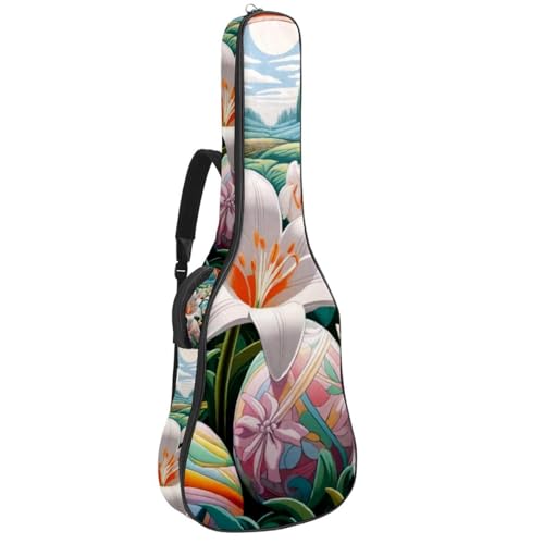 Housse de guitare multicolore aux motifs de lys, cadeau idéal