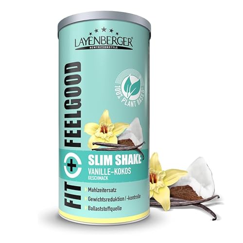 Layenberger Fit&Feelgood Slim Shake Powder vegan - Mahlzeitersatz für 12 Portionen, je 204 kcal, (1x 396 g) - Vanille-Kokos