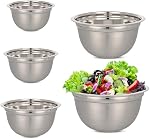 Ensemble de bols de mélange en acier inoxydable, bols à mélange profond, durable, empilable, sans danger pour les aliments, résistant à la rouille et à la corrosion Bols de mixage en acier inox, préparation alimentaire (5Pc Jeu)
