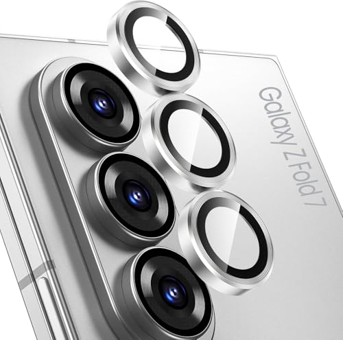 Image of TechTrendz Camera Lens Protector Ring for Samsung Galaxy Z Fold 7 Camera Aluminum Alloy Rings, Ultra-HD Full Coverage Anti Scratch Metal Ring, Z Fold 7 Camera Lens Protector (3 Ring Included) (Silver)