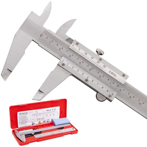 Spurtar Calibre de 150 mm / 6 pulgadas, calibrador de medición, analógico, para diámetro y profundidad, precisión de medición: 0,02 mm / 0,001 pulgadas para el hogar, bricolaje, joyas, carpintería