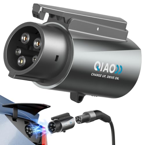 QIAO Tesla to J1772 Adapter Max 80A 250V AC - Silver Plated nacs to j1772 for Efficient Level 2 EV Charging Compatible with Tesla Wall Destination and Mobile Connectors (Light Gray)