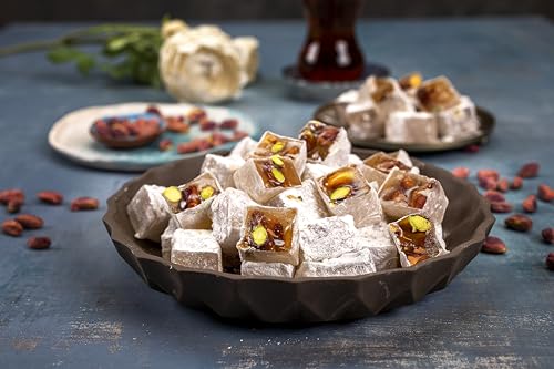 Hazer Baba Turkish Delight Pistachio Candy, Double Roasted, Gourmet Snack Box, Traditional, Vegan Snack, Turkish Lokum, Sweets, Loukumi, Delicias Turcas, Halal, Kosher, 12.3oz (350g)