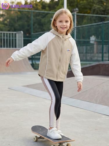 Image of WELAKEN Lightweight Jacket for Girls Kid Teen Waterproof Windbreaker Hooded Rain Coats with Pockets