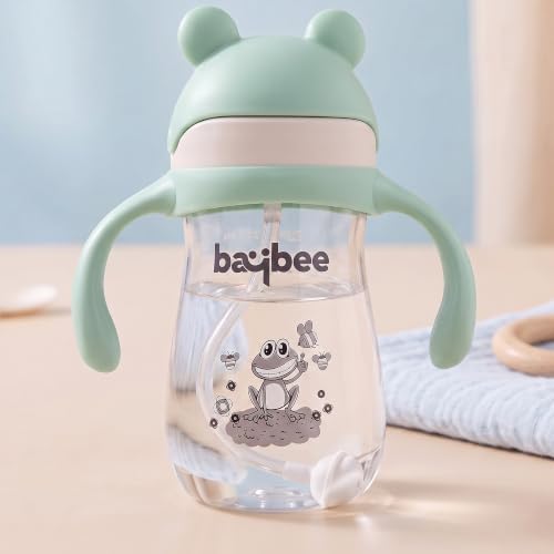Image of BAYBEE Insulated Baby Sipper Water Bottle for Kids 300 ml | Anti Spill Sippy Cup with 360 Weighted Straw & Rotating Handle | V Type Straw Bottle BPA Free & Non Toxic for Toddler 6+Months (Blue II)