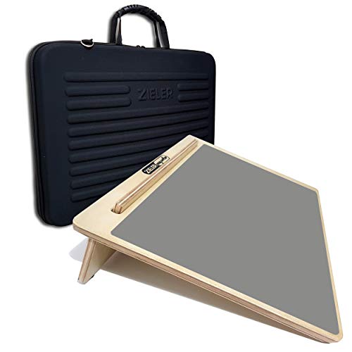 Alfombrilla ergonómica A3 de madera con pendiente y agarre para escritura con estuche protector y liviano, de ZIELER®. Para una mejor postura de escritura con fácil almacenamiento y portabilidad Cover