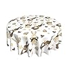 AGAYNA Easter Tablecloth Round 70 Inch Brwon Cream Love Heart Bunny Table ClothStain Resistance Polyester Spring Rabbits Table Covers for Kitchen DiningSmall Tablecloth for Party Picnic