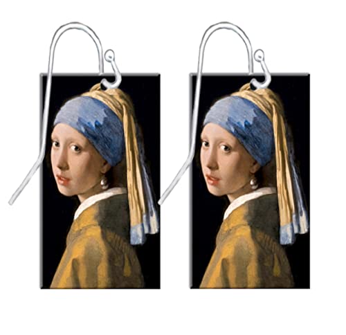 VERMEER Earrings/Girl With a Pearl Earring/Sterling Silver/Shepherd Hook Ear Wires/Handmade by Artist/Handcrafted One at a Time/American Made/Unique Artsy Jewelry/Compliments Galore
