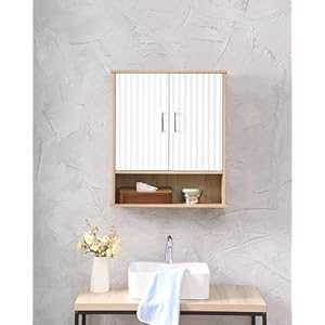 Bathroom Wall Cabinet with 2 Door,Medicine Cabinet with Open Storage & Adjustable Shelf,Over The Toilet Storage Cabinets for Bathroom,Laundry Room, Kitchen,White Bathroom Wall Cabinet with 2 DoorMedicine Cabinet with Open Storage Adjustable ShelfOver The Toilet Storage Cabinets for BathroomLaundry Room KitchenWhite