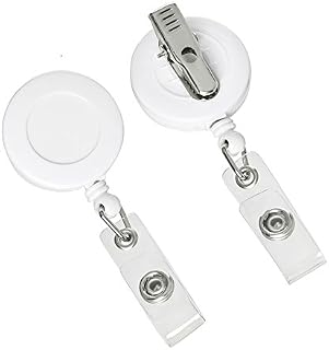 Retractable Badge Holder ID Card Holder Reel with Swivel-Back Alligator Clip White Pack