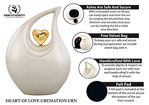 Image of Cremation Urns, Urn for Ashes, Adult Female and Male urn, Urn for Human Ashes, Decorative Burial Urn for Adult Men and Women-Heart of Love(Non-Customize, Adult)