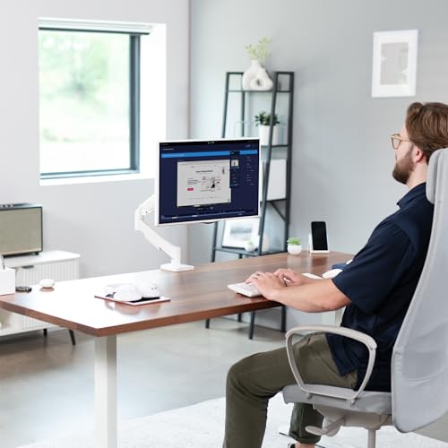 VIVO Single Monitor Stand, Fully Adjustable Arm for 17 to 32 inch Screen, Mechanical Articulating Desk Mount, Gaming and Office Setups, VESA 75x75, 100x100, Max 19.8 lbs, Classic, White, STAND-V001OW by VIVO - Image 9
