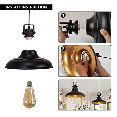 Black Farmhouse Pendant Light,Blacks Pendant Lighting For Kitchen Island,Matte Black Hanging Lighting Fixture Over Sink For Dinning Room Bedroom Hallway,3 Pack #TOP4