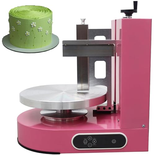 ZenSeFarin Cake Cream Spreader & Coating Machine for Birthday Cakes - Perfect for 4-12 Inch Cakes, 35cm Turntable, Pink-220V