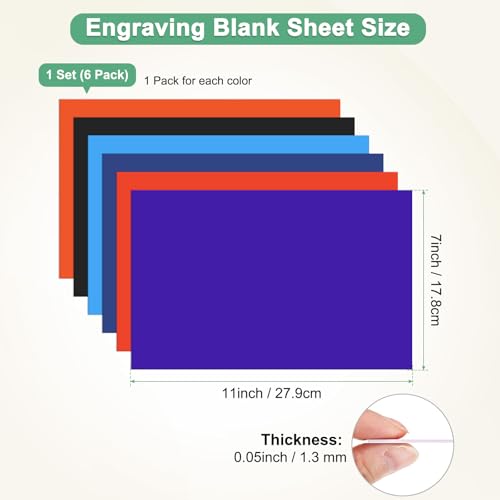 Image of M METERXITY 6-Pack Engraving Blank Materials Double Color 7x11 Inch, 1.3mm Thick ABS Plastic Sheet Yard Signs Name Plate for Door /Office /Home /Conference /Hotel /DIY Carving[6-Color]