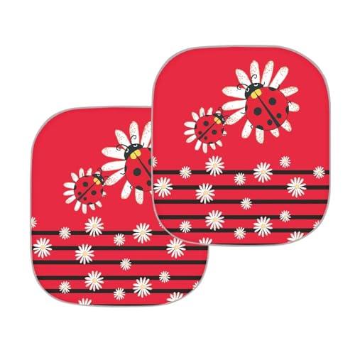 Image of Funny Ladybug Windshield Sun Shade Foldable 2-Piece Car Sunshades Car Interior Accessories Sun Protection for SUV Truck Van Sedans Auto Interior Protector 28.5 x 25.5 inches