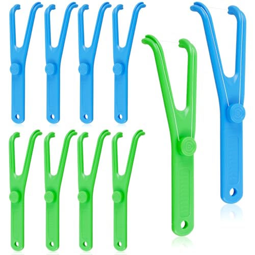 Kuanght 10 PCS Dental Floss Holder Reusable Y-Shaped Floss Holder, Interdental Cleaner for Oral Teeth Clearing Adults and Kids Dental Tools