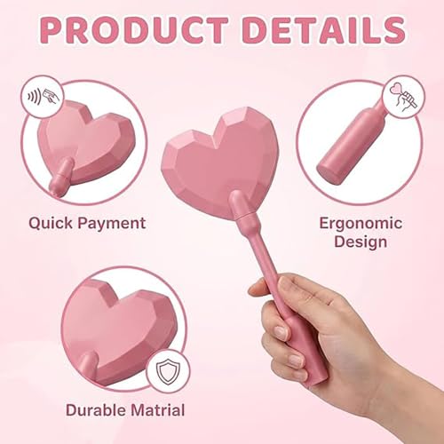 Image of Credit Card Wand, Contactless Payment Card Wand with Secure Slot, Fun Payment Experience for Everyday Use, Rainbow Color Star Design, Single Piece Credit Card Apply Tool (Pink B)