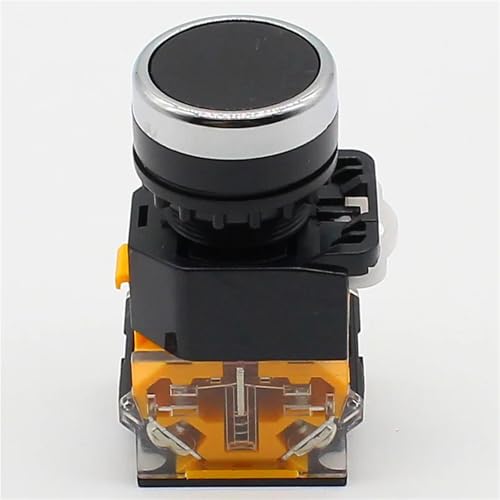 Interrupteur bouton-poussoir momentané 22mm 1NO 1NC noir pour tableau électrique