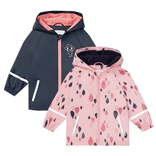 Momolaa Chubasquero niño niña chaqueta impermeable con cremallera reflectante estampado floral manga larga chaquetas adolescentes chaquetas, 3 azul marino, 3-4 años
